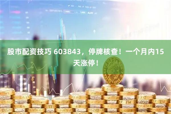 股市配资技巧 603843，停牌核查！一个月内15天涨停！